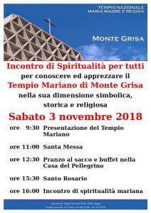 Incontro di Spiritualità per tutti - Sabato 3 novembre 2018